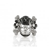 Men's Black & White Diamond Skull Ring